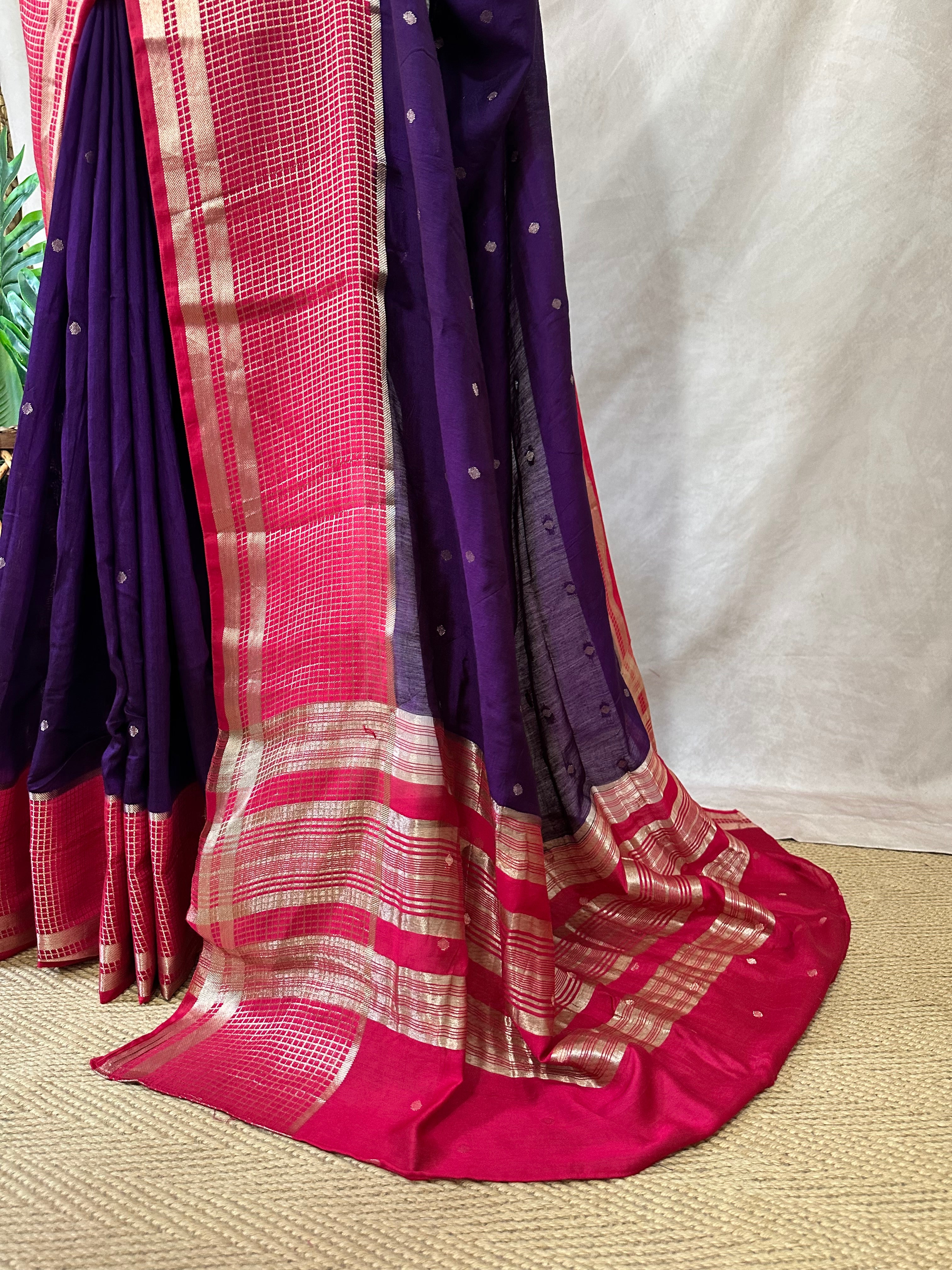 Semi mysore silk saree with stitched blouse