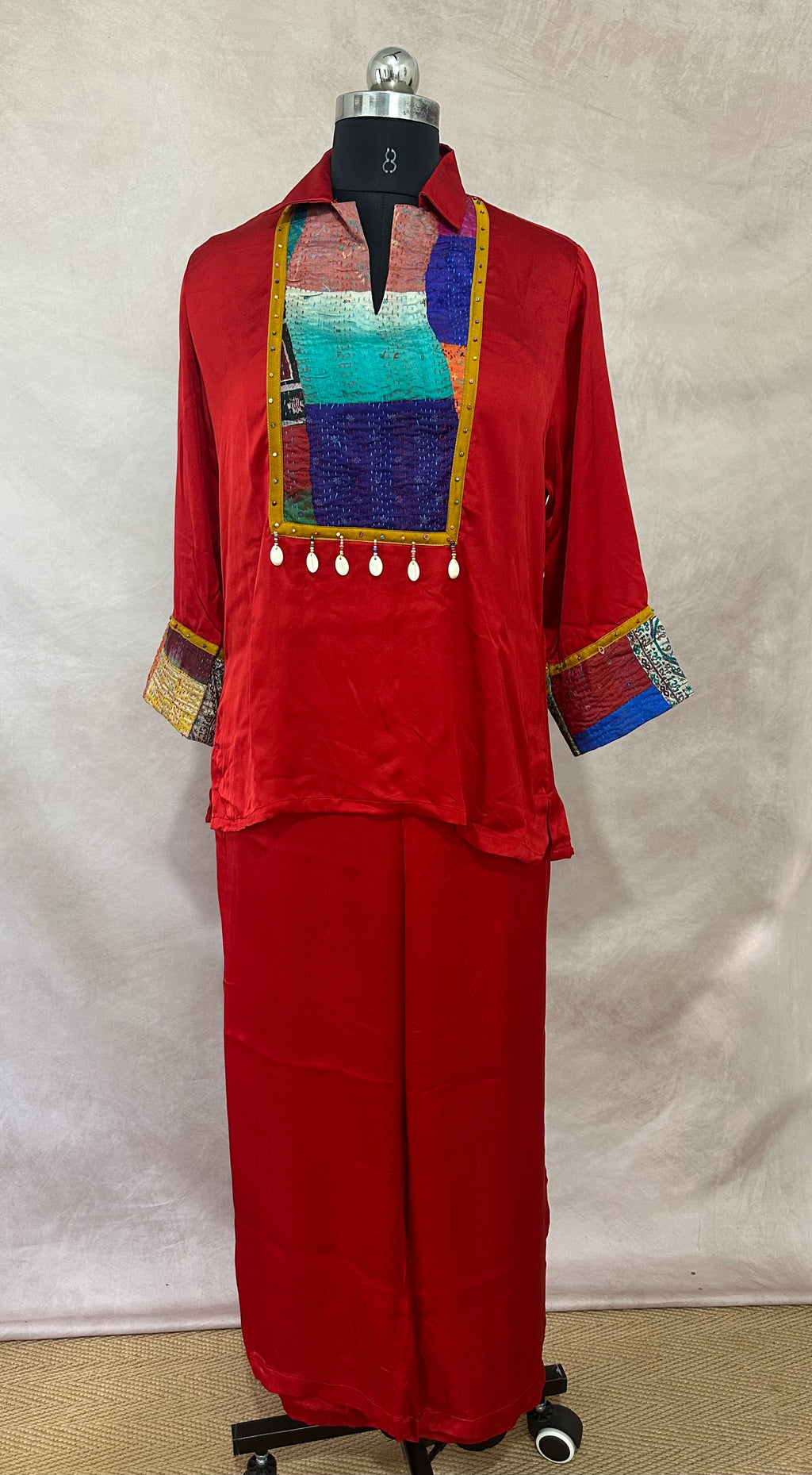 Red modal silk cord set