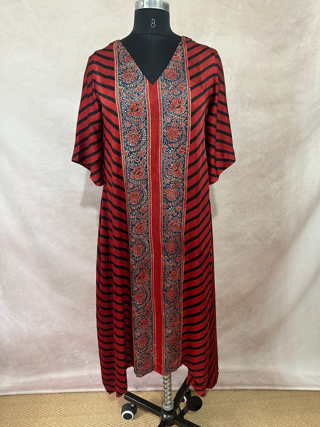 Designer Ajrakh modal silk dress