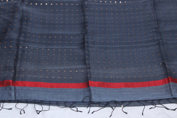 Pure Muslin Silk Saree with Weaved Sequins and Stitched Blouse
