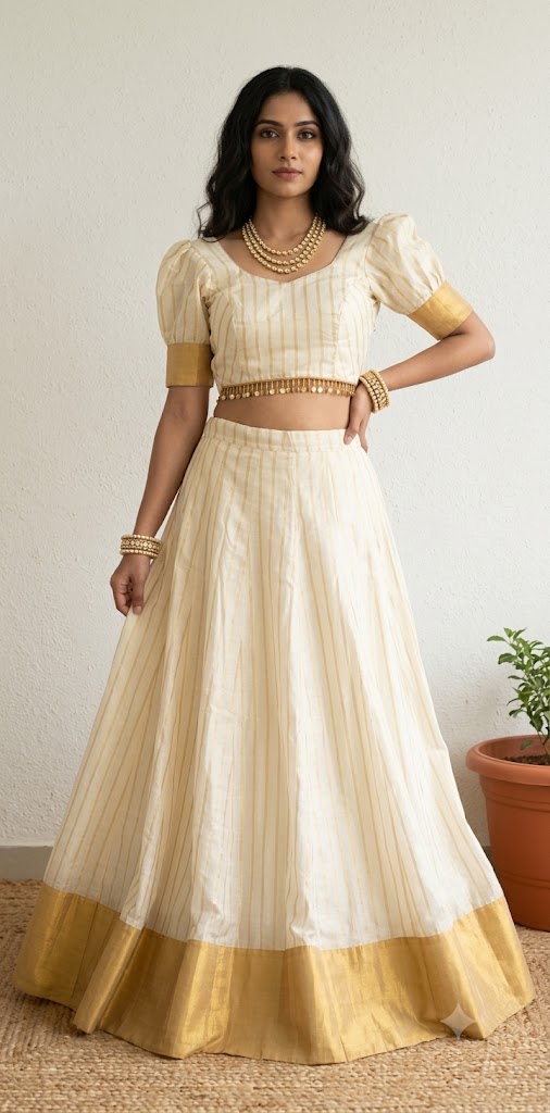 Onam flared skirt with blouse