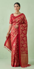 Raw mango meena jal saree with stitched blouse