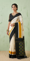Ikkat pure silk designer saree with designer blouse
