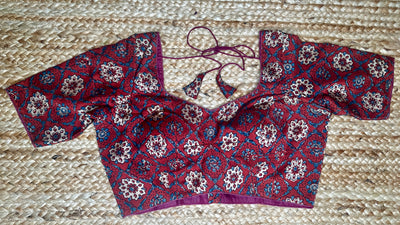 Short-sleeve Ajrakh blouse