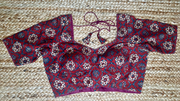Short-sleeve Ajrakh blouse