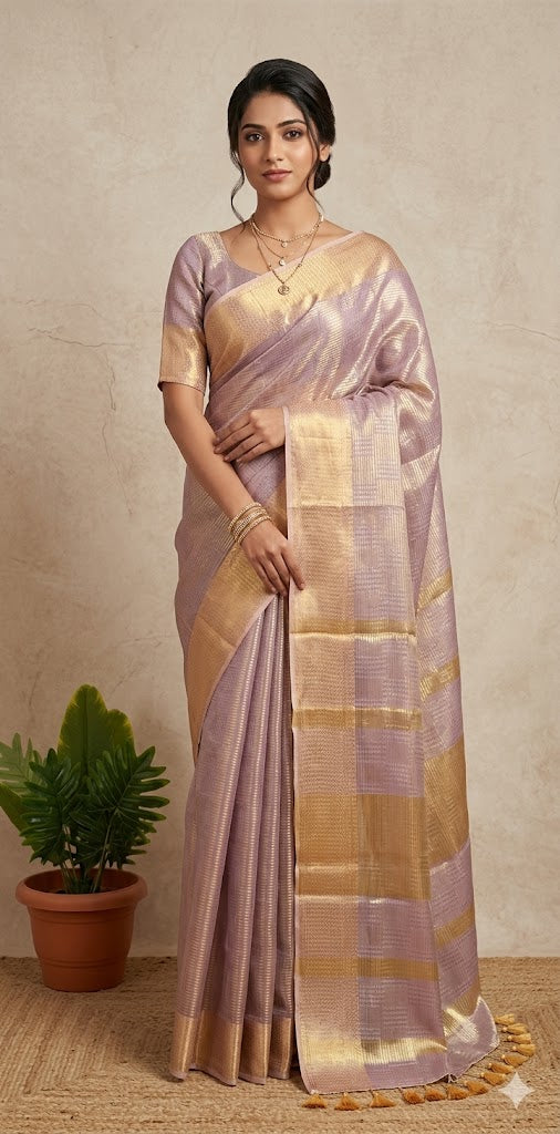 Modal tissue saree with stitched blouse