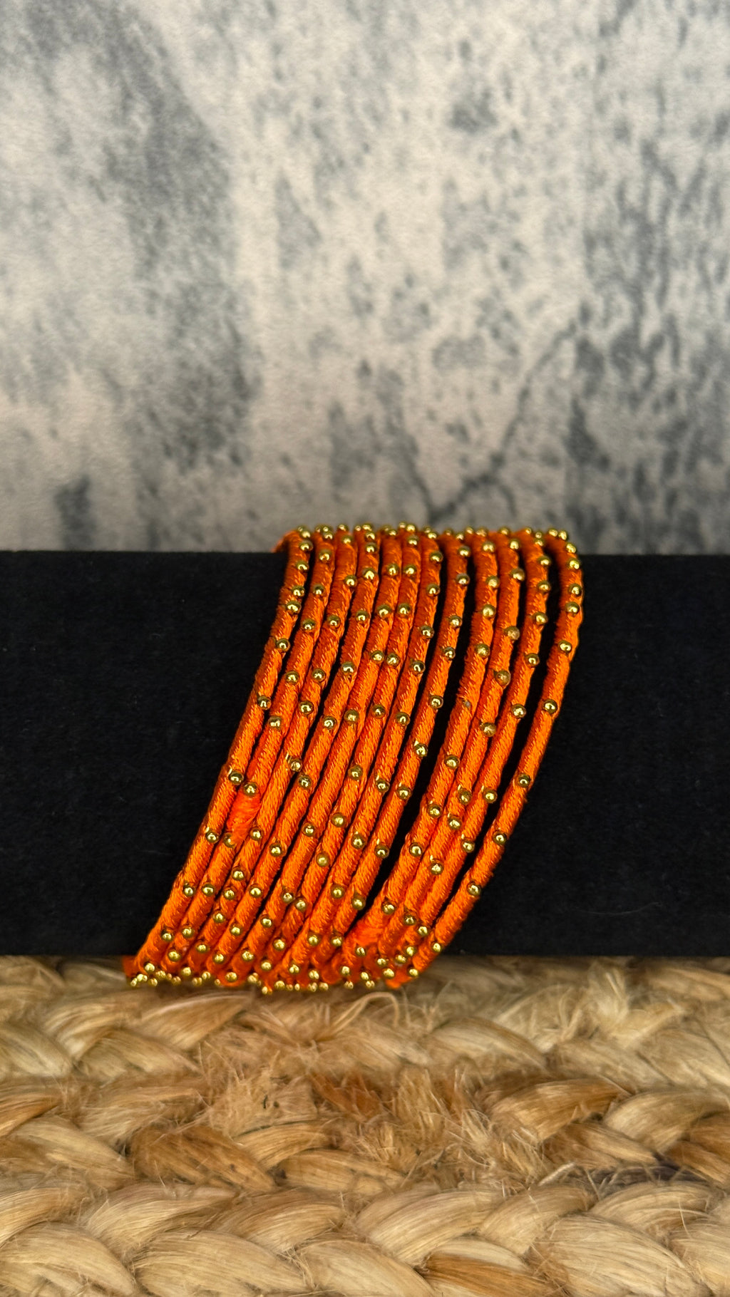 Orange thread bangle set (12 number)- 2.4