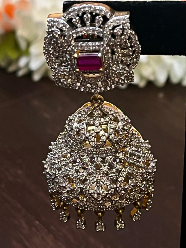 AD Jhumka with pink stones