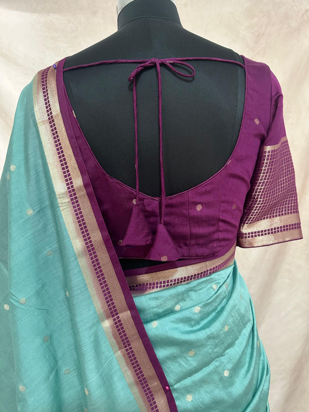 Semi mysore silk saree with stitched blouse