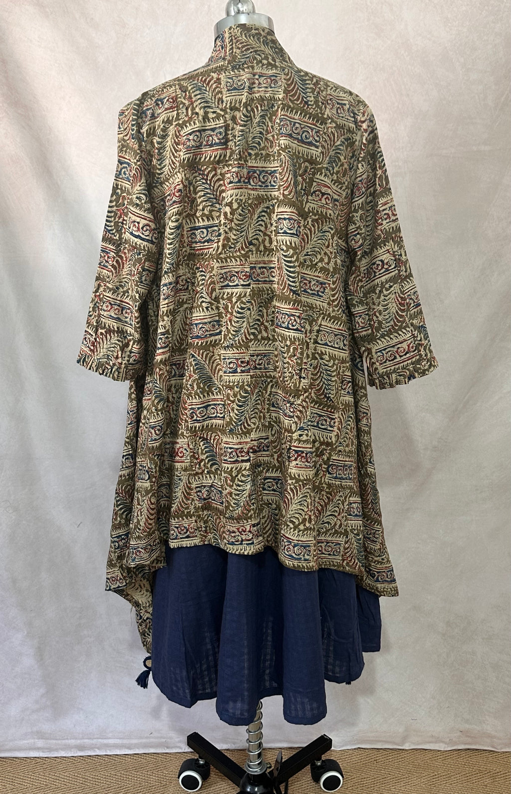 Cotton dress with kalamkari shrug