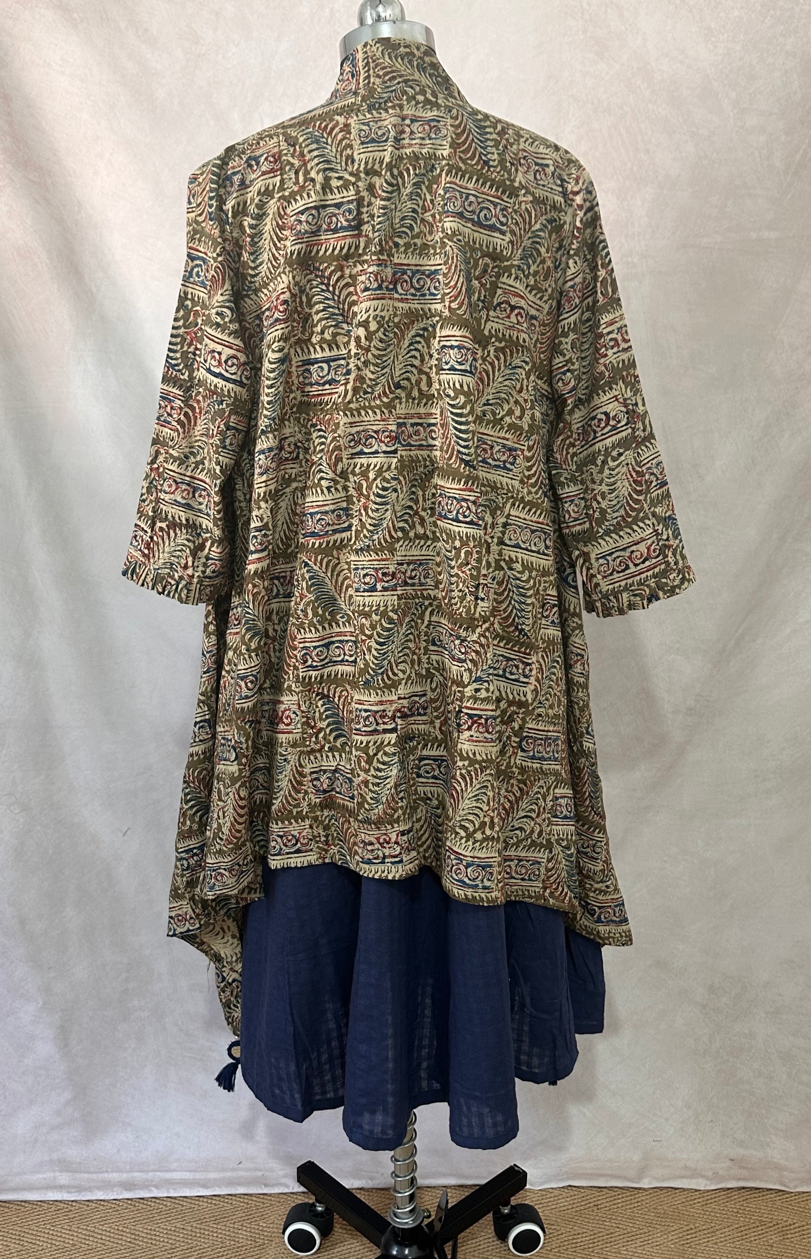 Cotton dress with kalamkari shrug