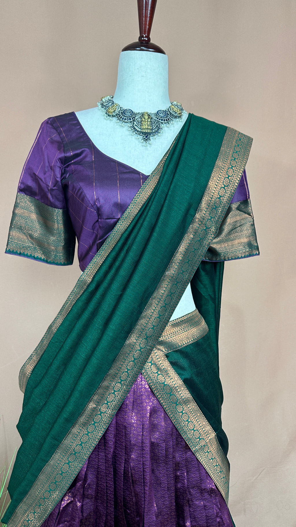Semi silk brocade dhavani