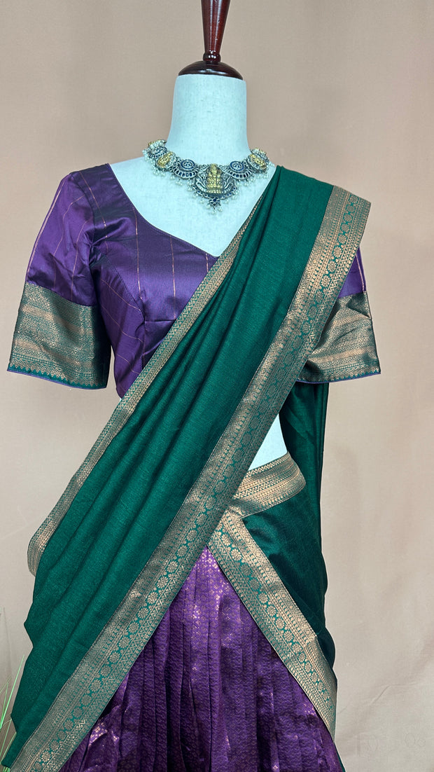 Semi silk brocade dhavani