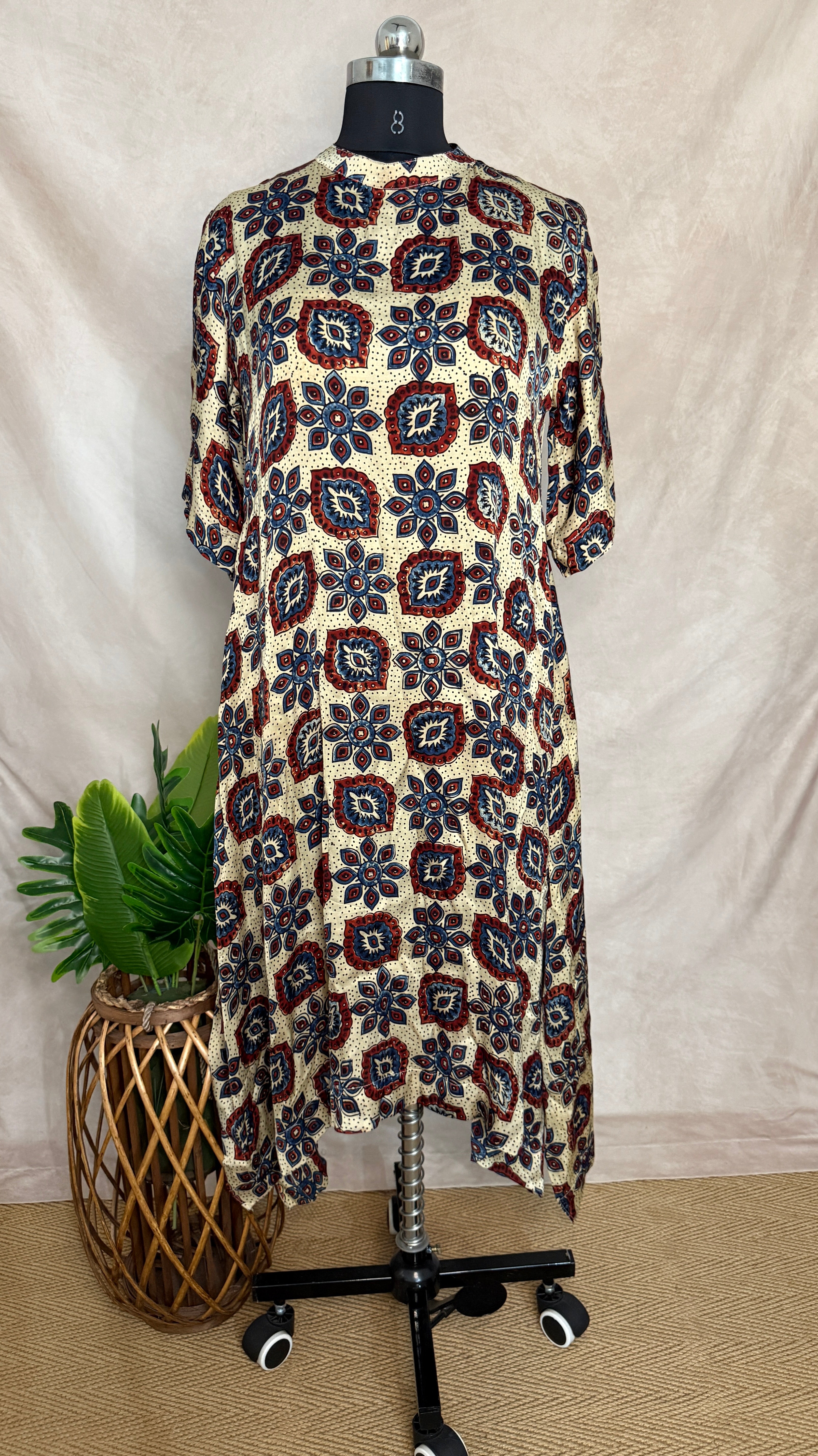Ajrakh modal silk dress