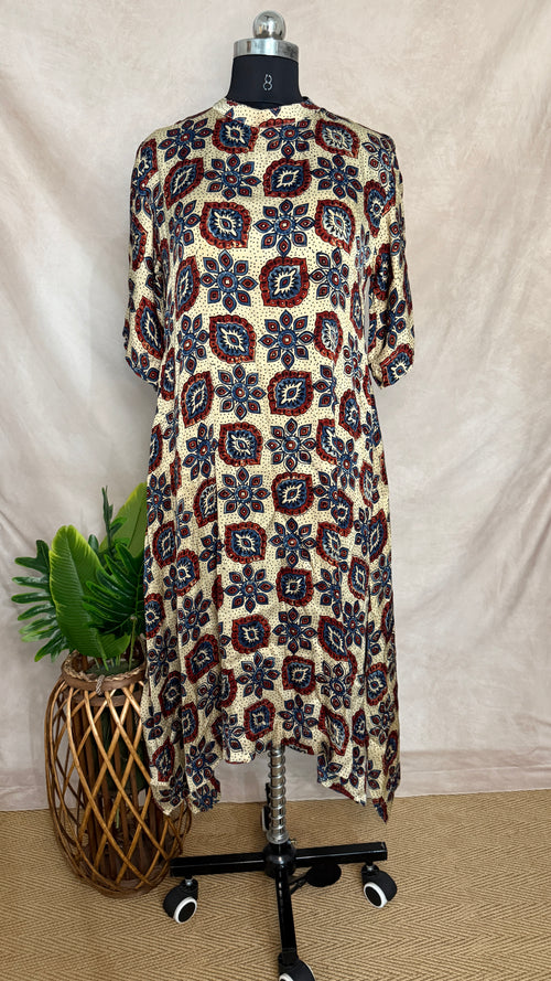 Ajrakh modal silk dress