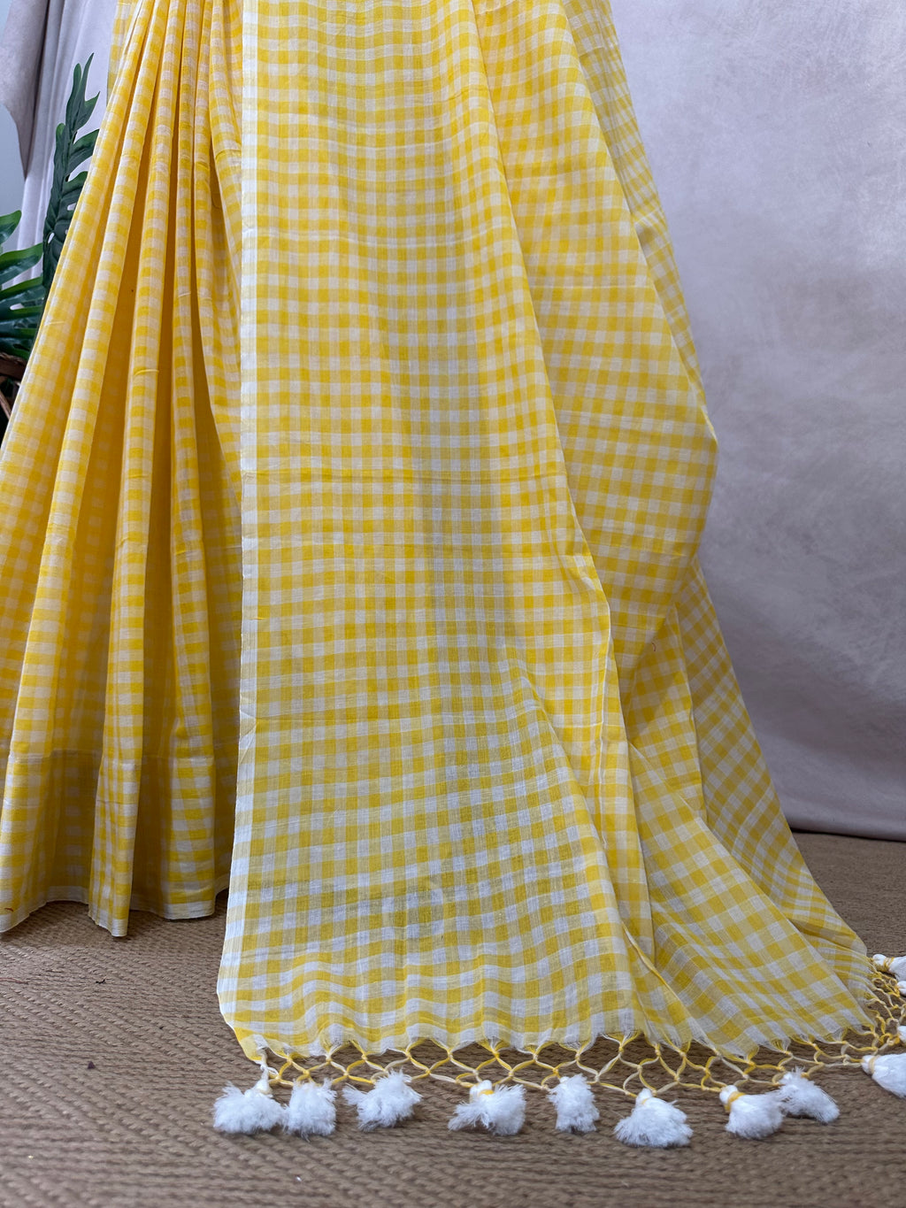 Mul cotton check saree