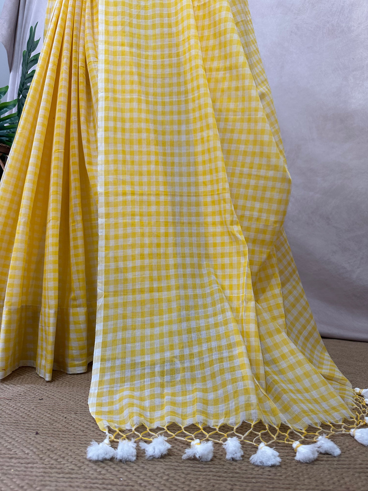 Mul cotton check saree