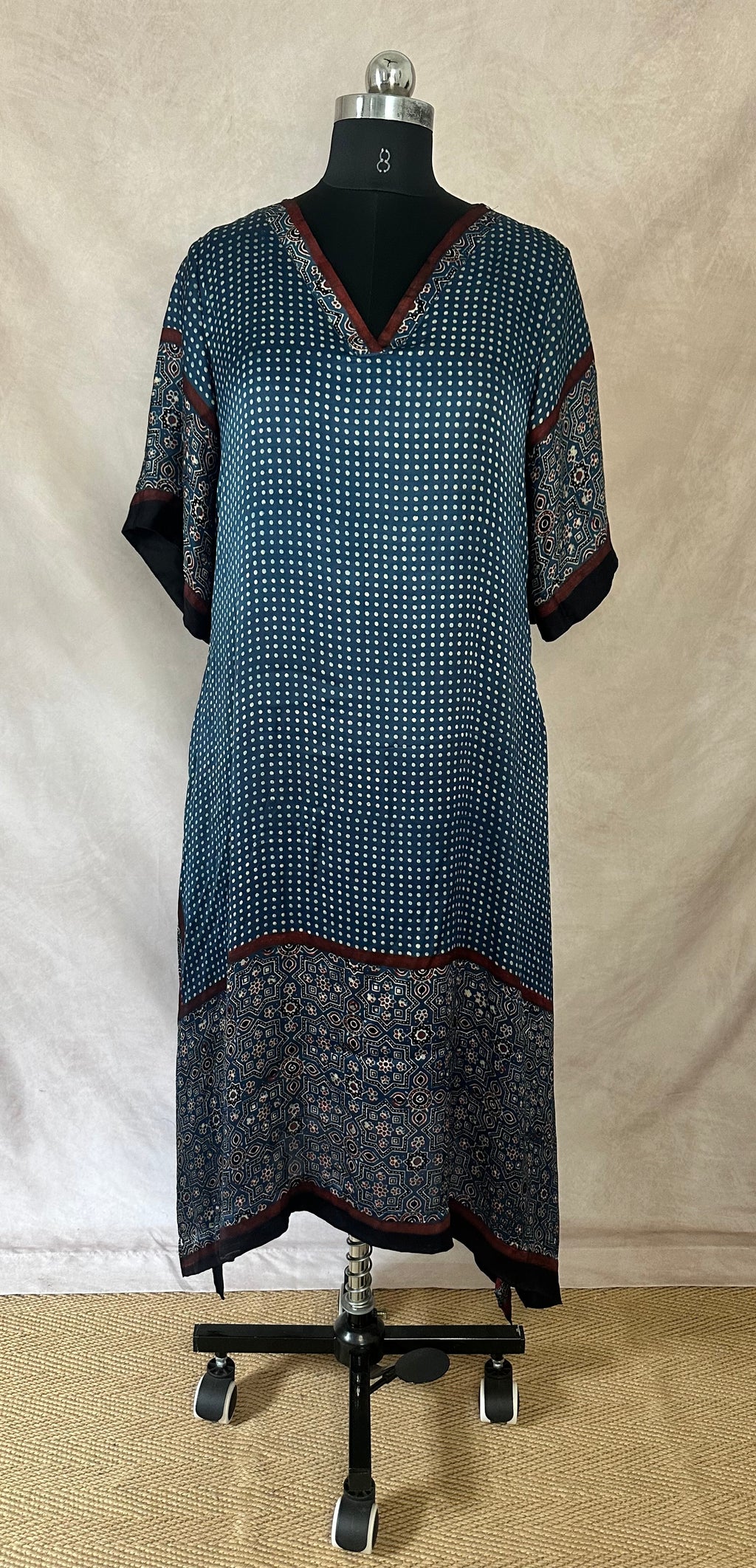 Ajrakh modal silk dress