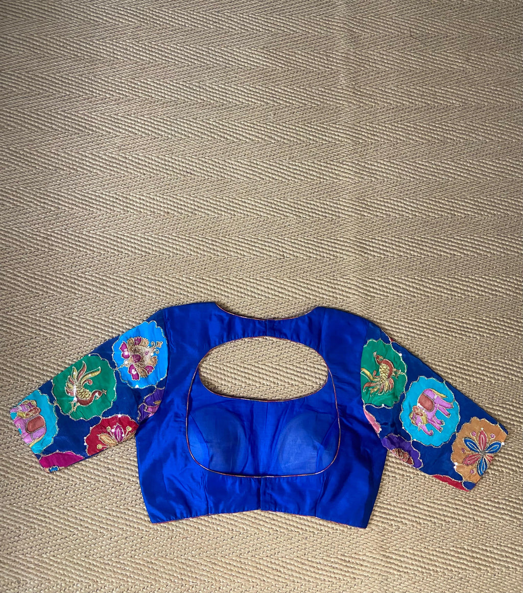 Blue silk blouse