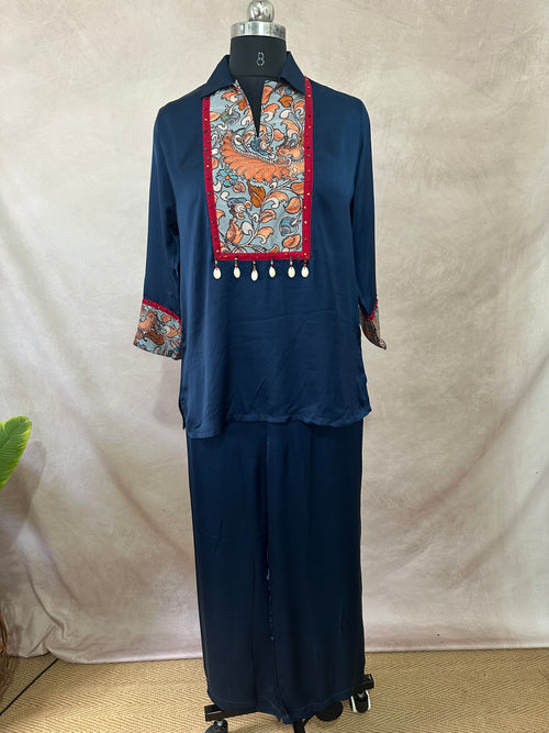 Blue modal silk cord set