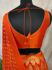Orange Banarsi silk lehanga