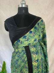 Nashpal Tussar by modal silk saree with hand block print with natural dye, with BP