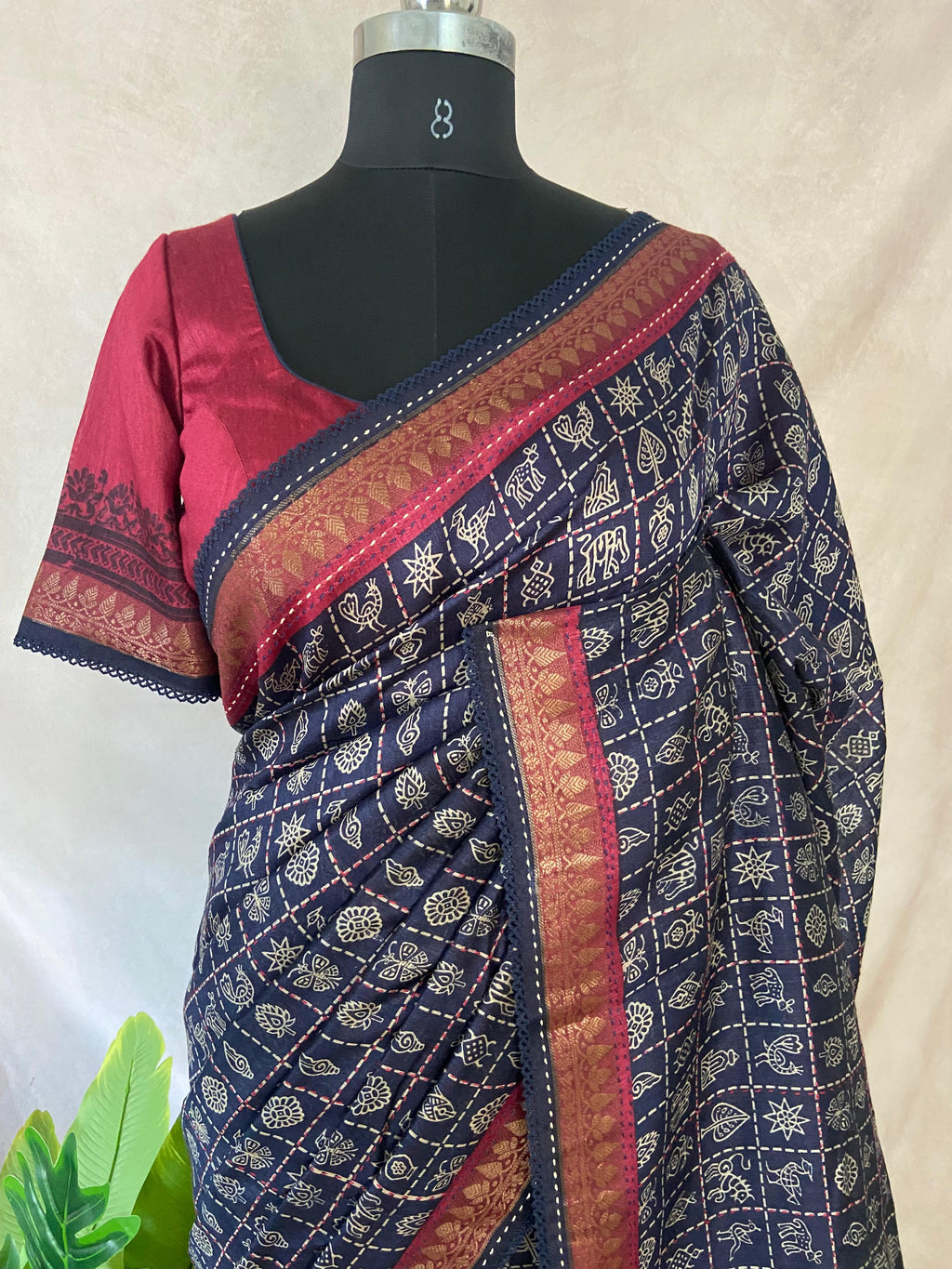 Blended tussar silk saree with stitched blouse