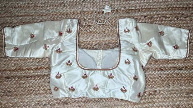 Off white pure silk blouse with hand work