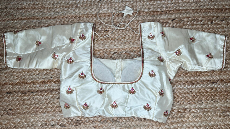Off white pure silk blouse with hand work