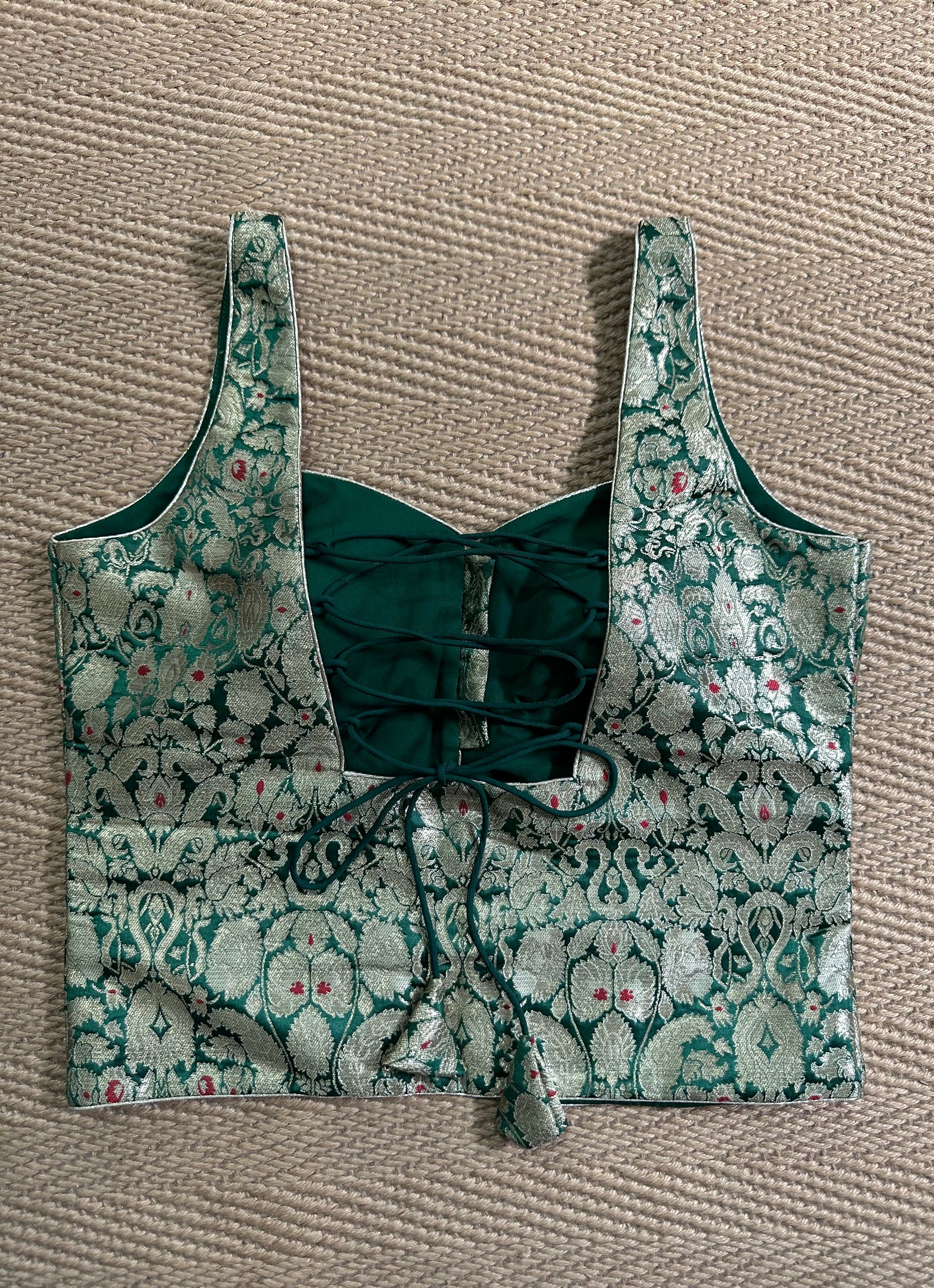 Bottle Green banarsi brocade long top