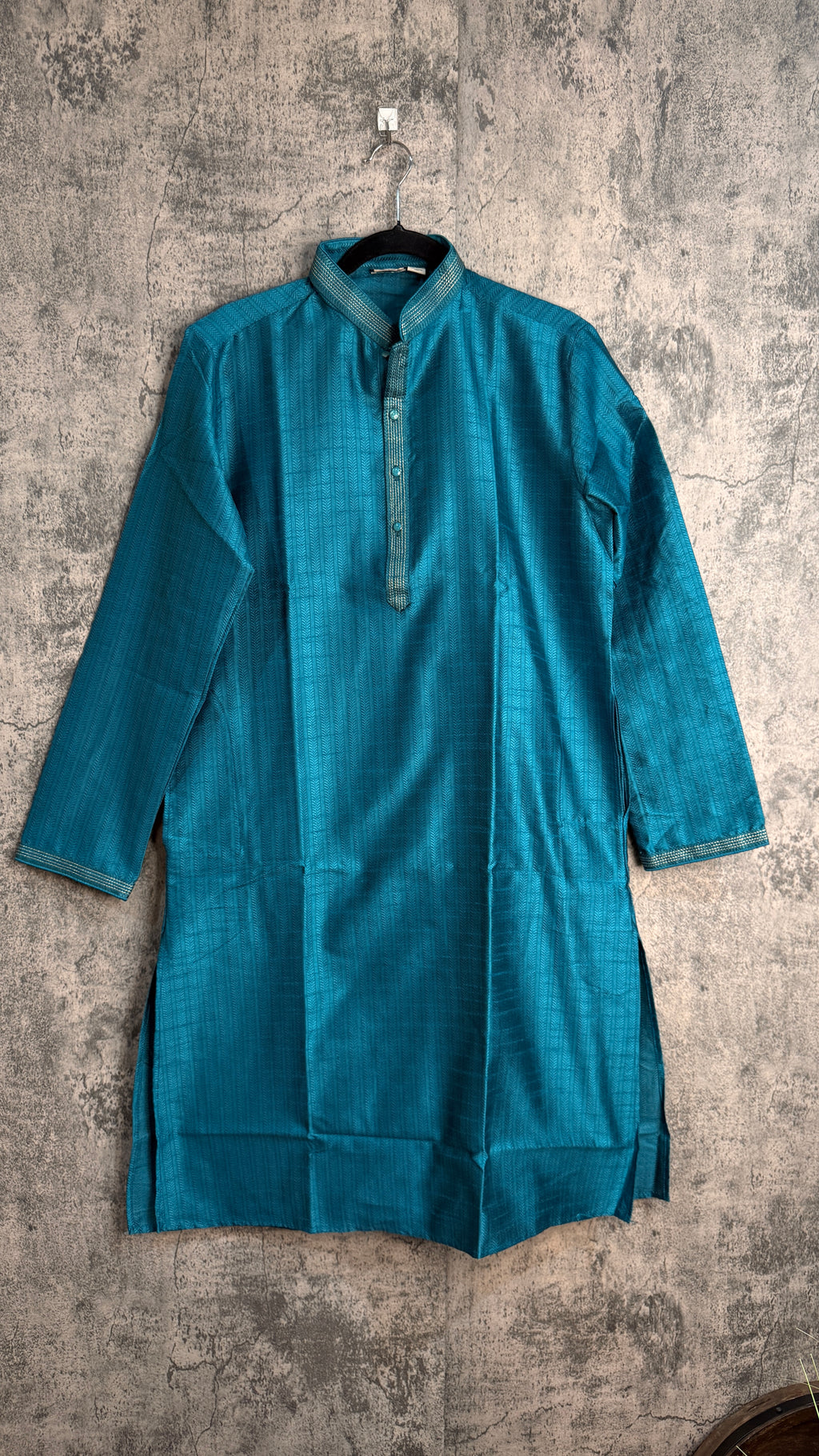 Peacock blue semi silk kurta - 40