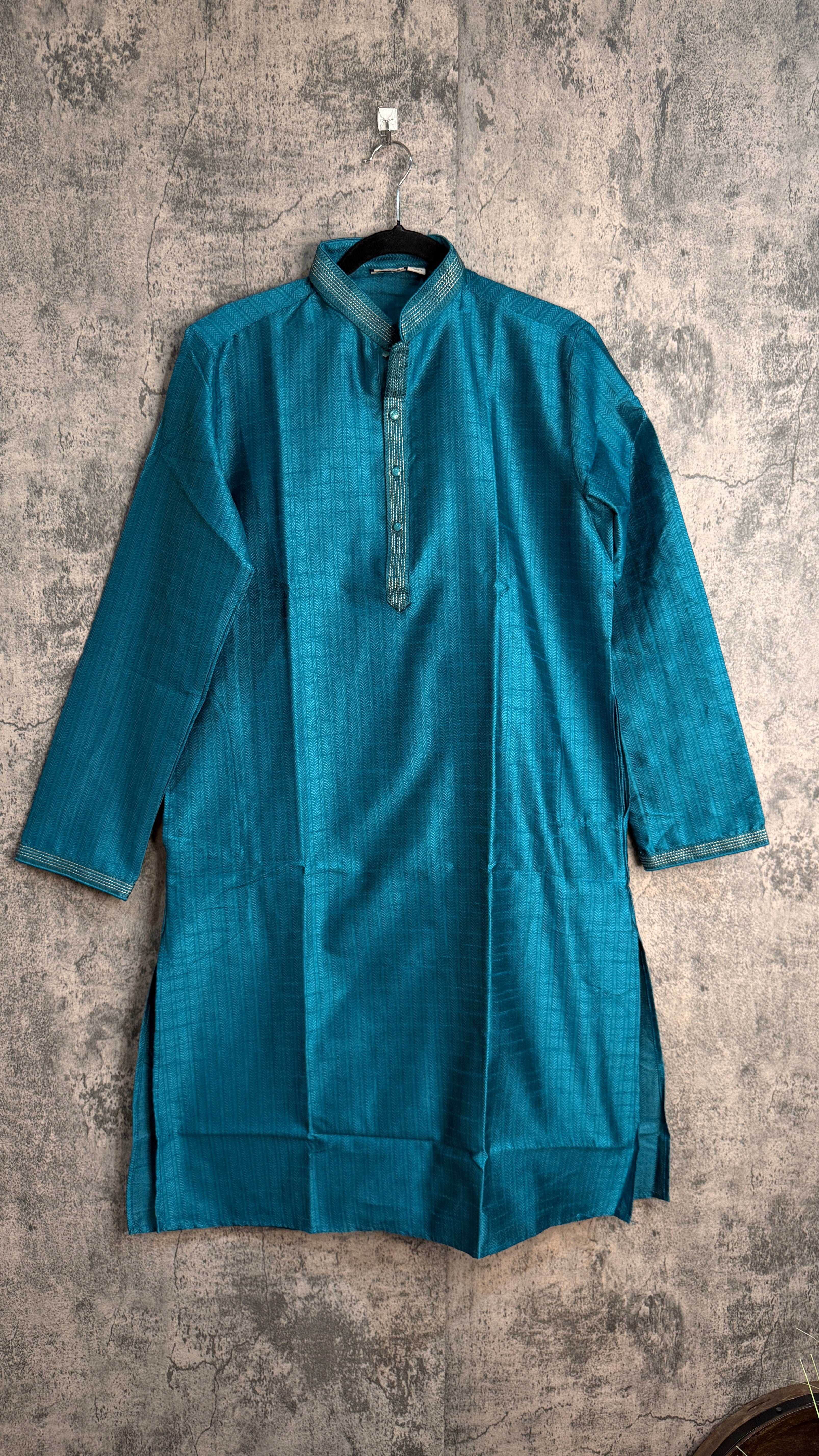 Peacock blue semi silk kurta - 40