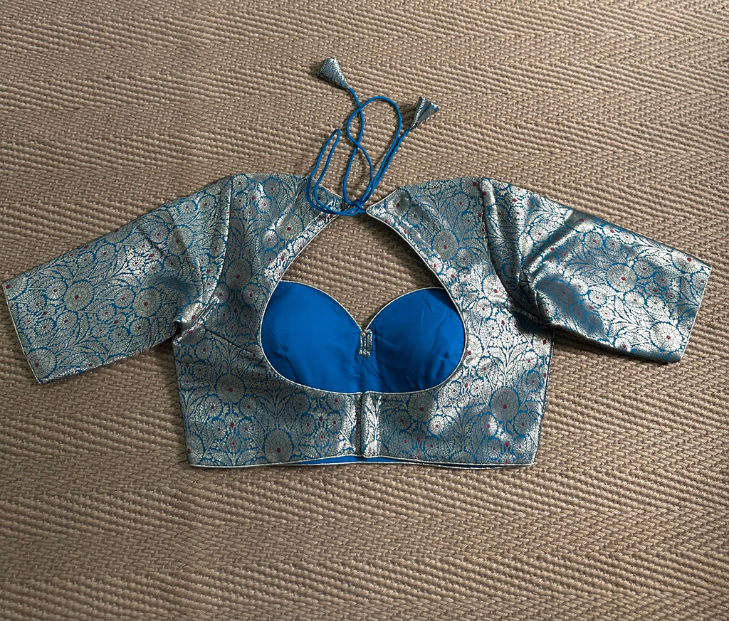 Light blue Banarsi brocade blouse