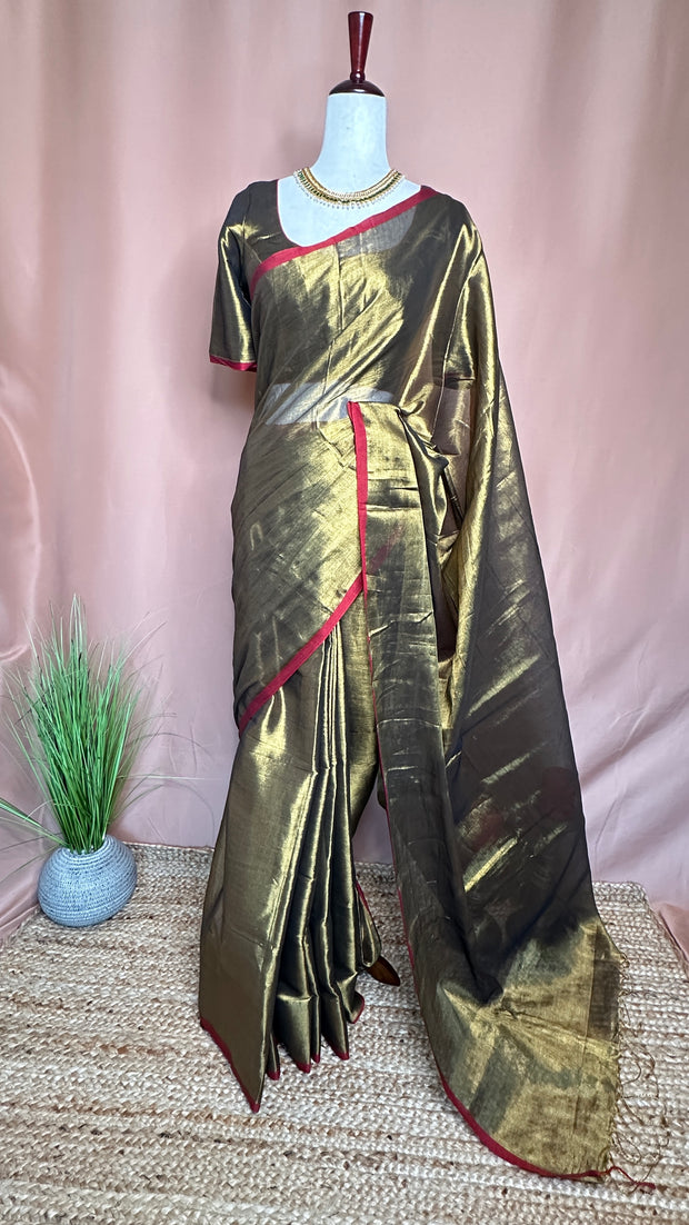 Light weight handwoven Cotton tissue saree