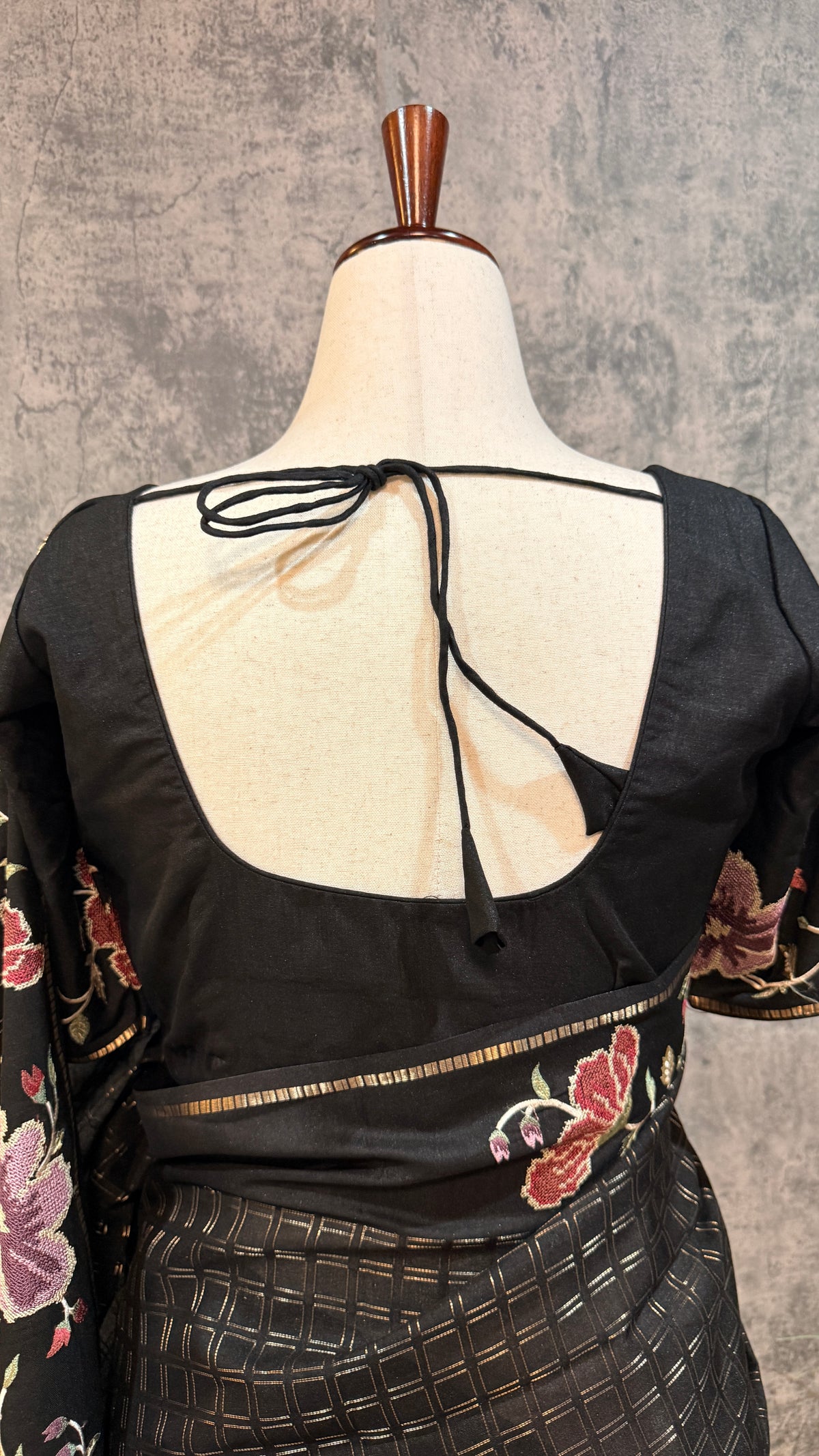 Semi tussar saree with embroidery and stitched blouse