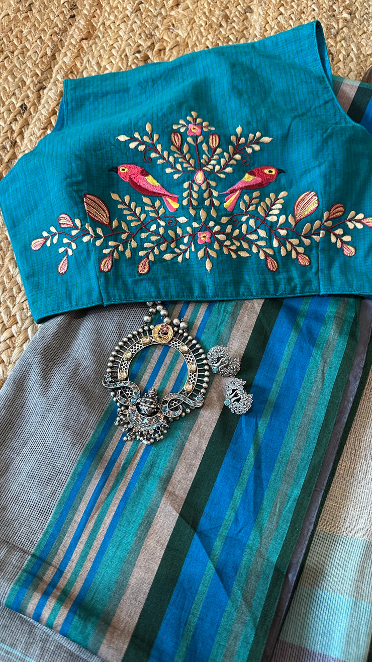 Grey cotton saree