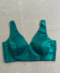 Bottle green satin stilk adjustbale (Side elastic) blouse
