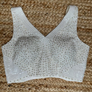 White sequins designer blouse
