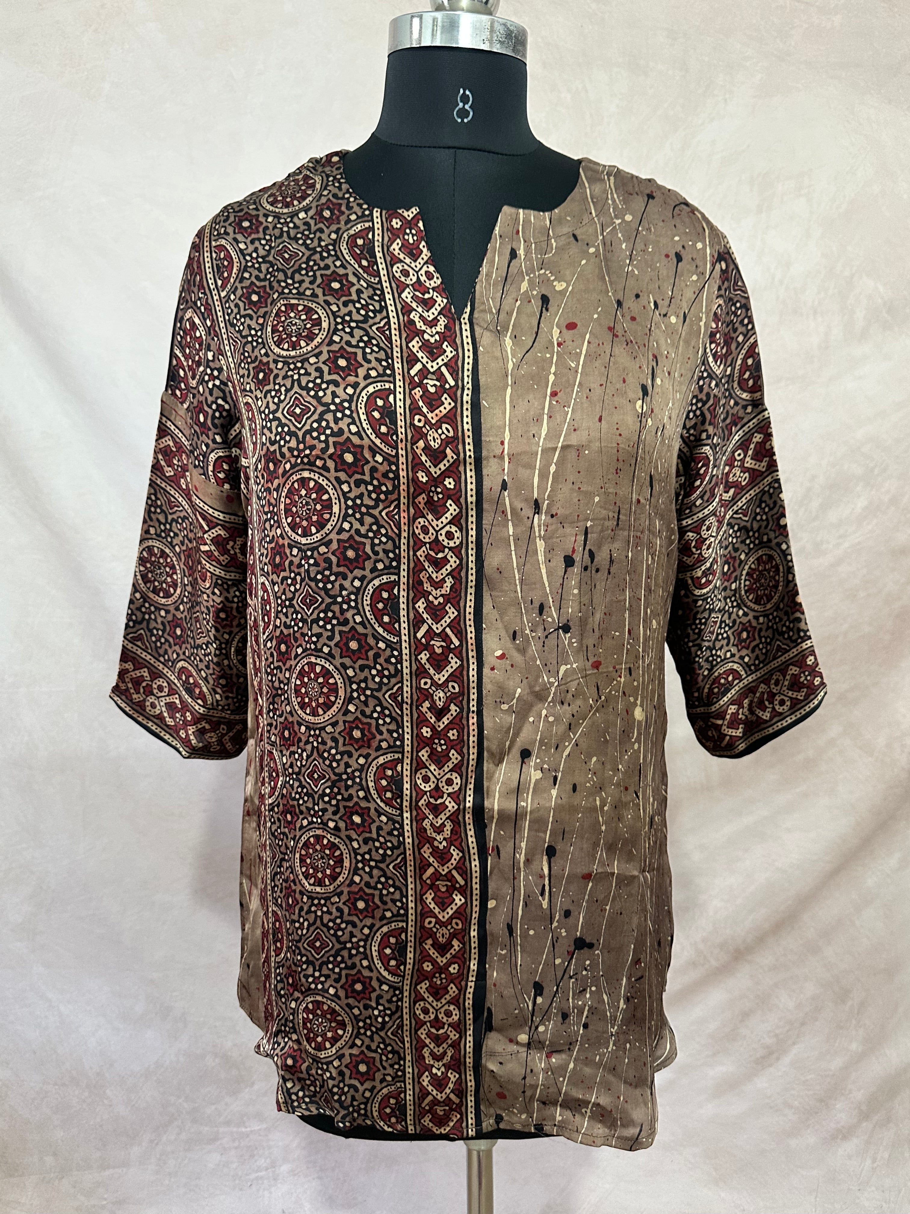 Pure Modal silk shirt with hand block print