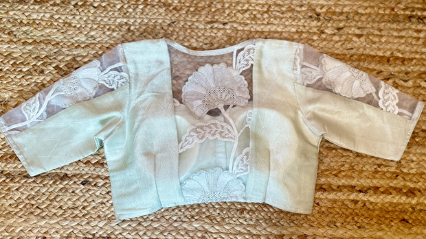 Off white brocade designer blouse