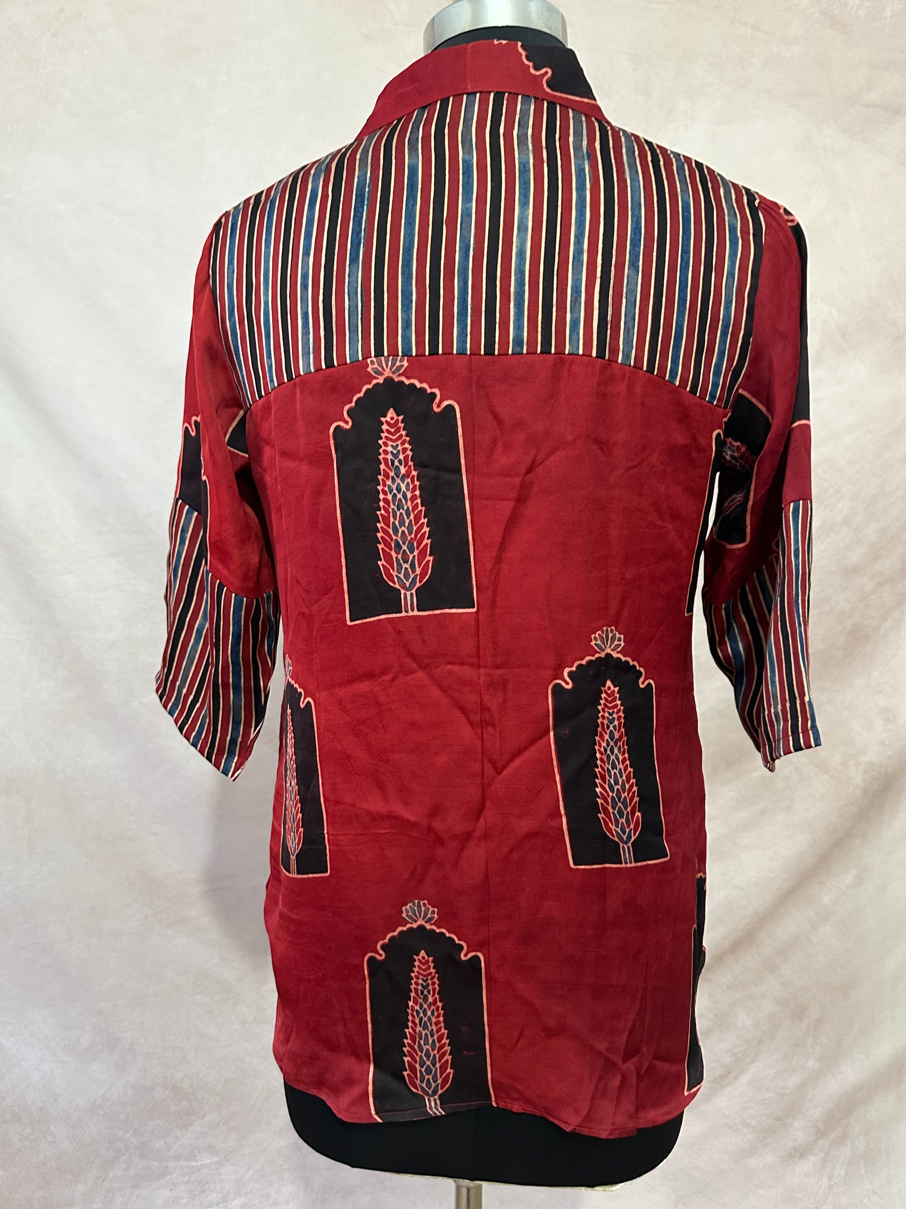 Pure Modal silk shirt with hand block print