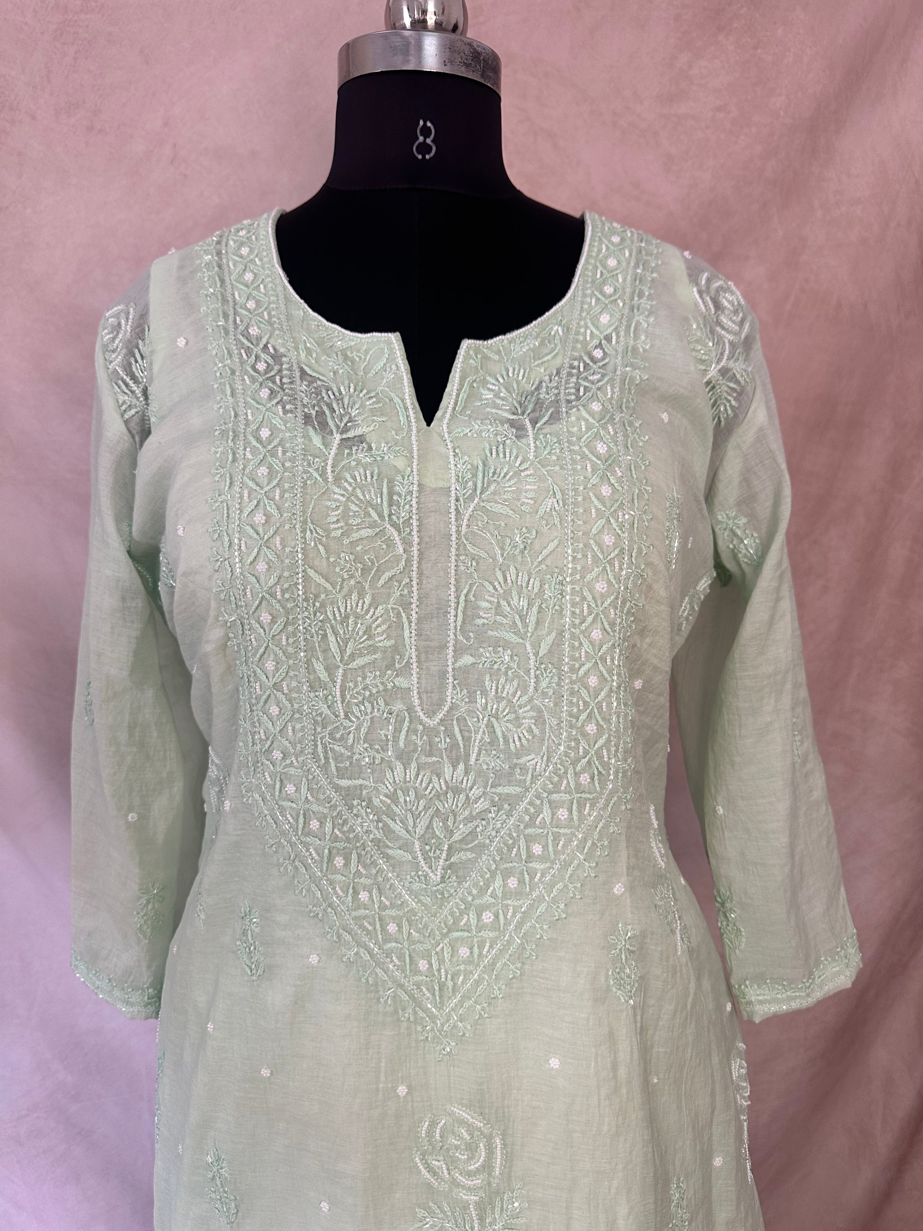 Designer Chikankari kurti with bottom and dupatta