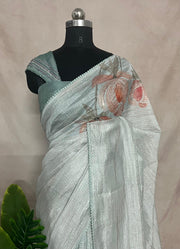 Light blue sequins designer saree, with BP