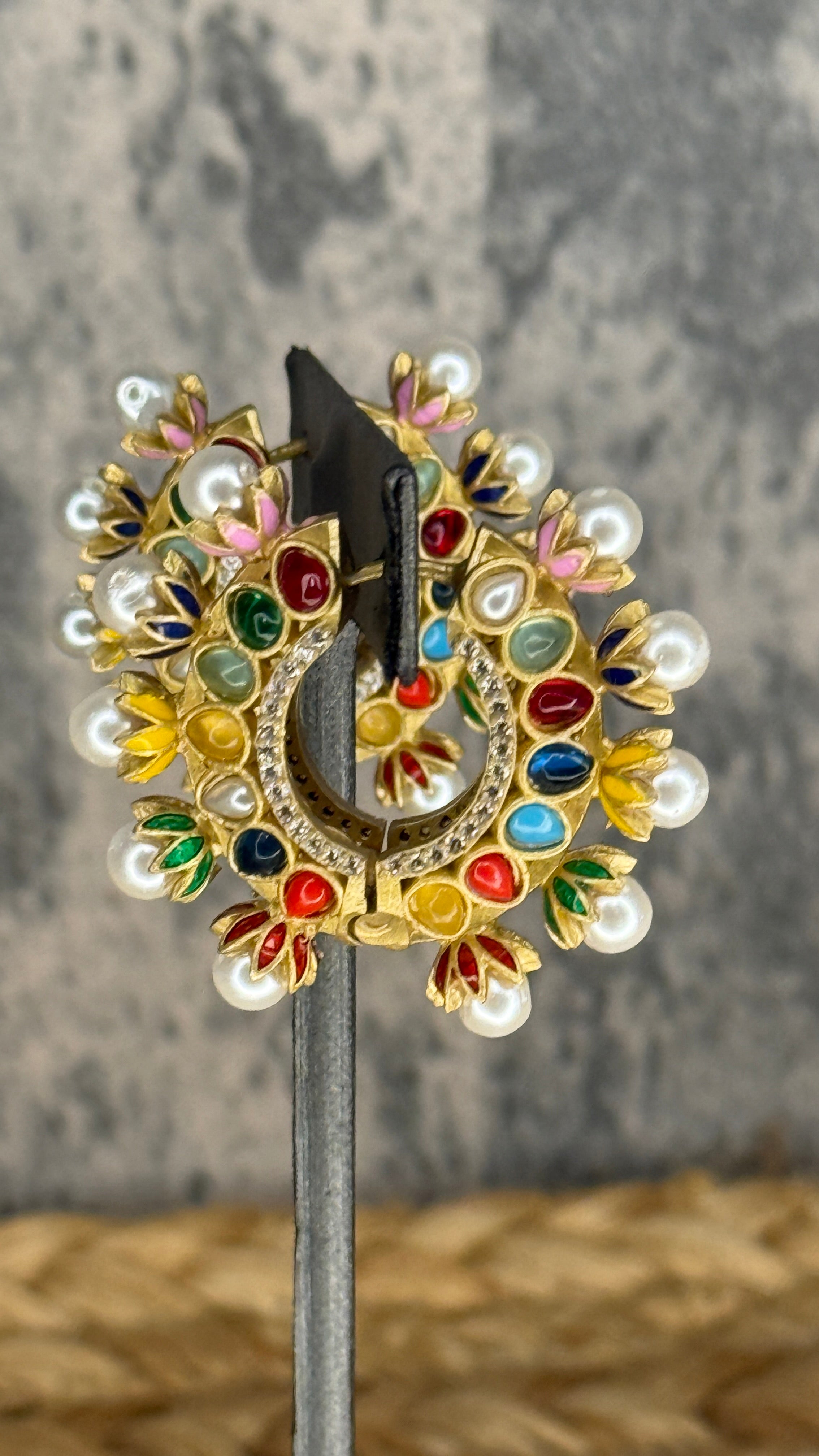 Multi color stone hoops