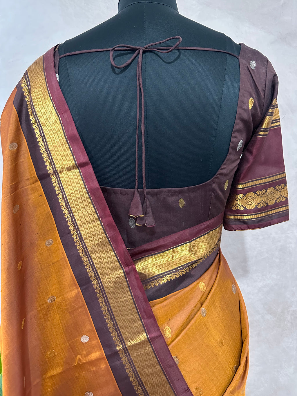 Handloom gadwal pure silk saree with muniya tissue border and stitched blouse