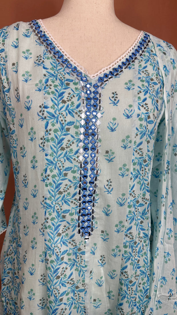 Light blue anarkali kurti set
