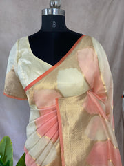 Organza silk saree with stiched blouse