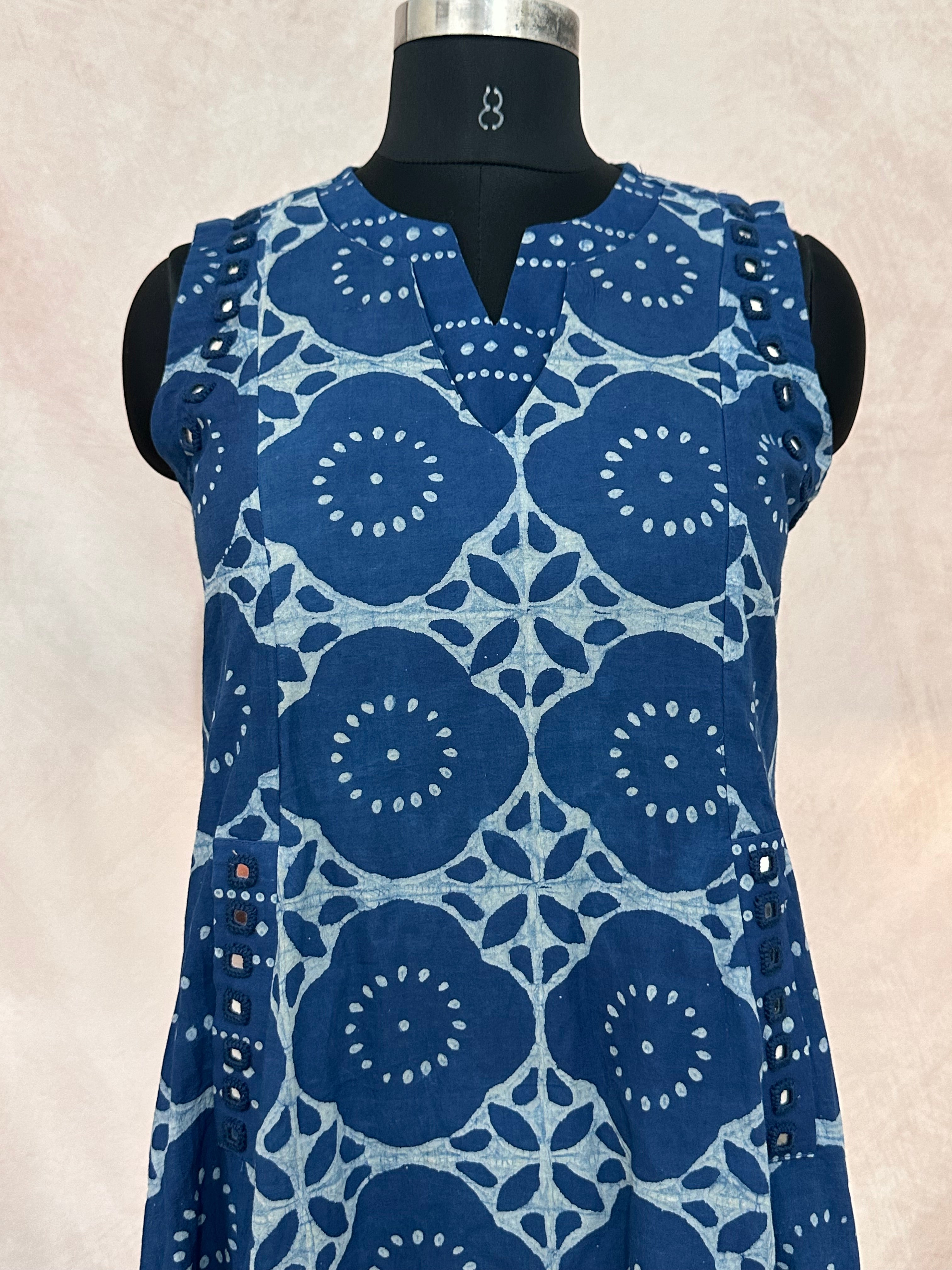 Indigo blue cotton dress