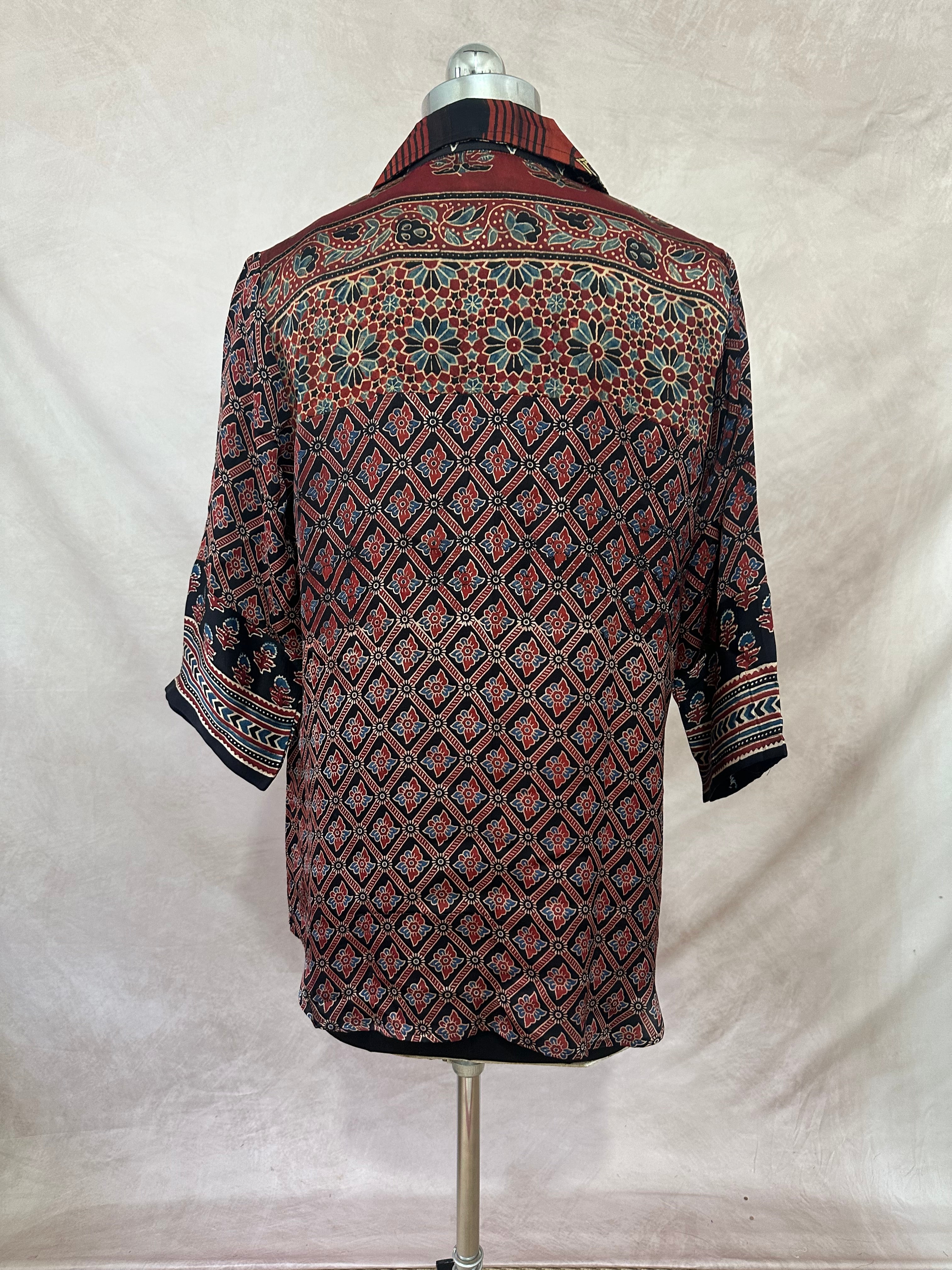 Pure Modal silk shirt with hand block print