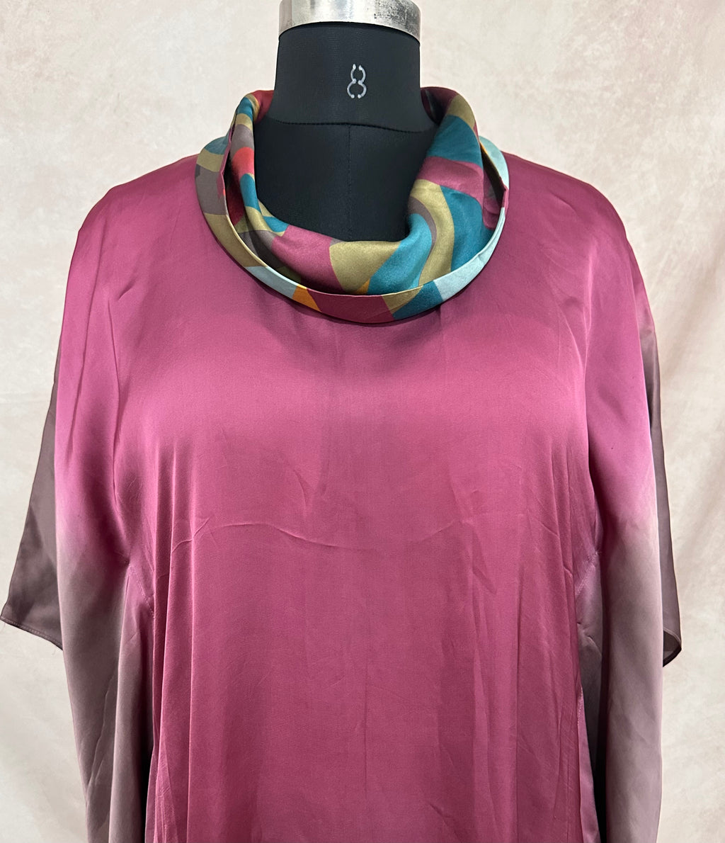 Shaded kaftan in satin silk , fits up to size 44